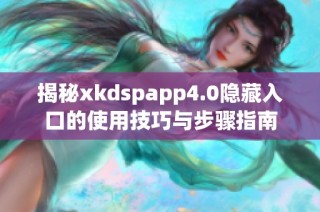 揭秘xkdspapp4.0隐藏入口的使用技巧与步骤指南