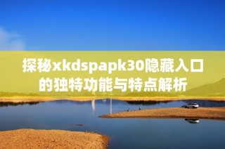 探秘xkdspapk30隐藏入口的独特功能与特点解析