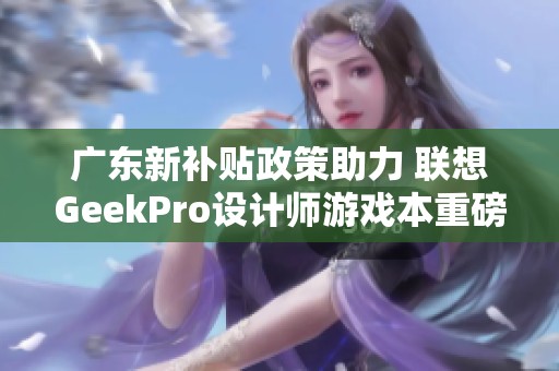 广东新补贴政策助力 联想GeekPro设计师游戏本重磅推出