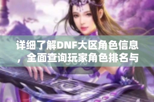 详细了解DNF大区角色信息，全面查询玩家角色排名与数据分析