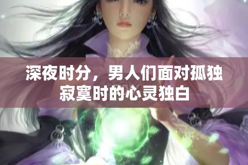 深夜时分，男人们面对孤独寂寞时的心灵独白