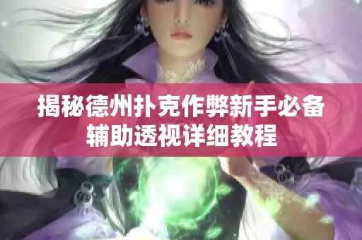 揭秘德州扑克作弊新手必备辅助透视详细教程