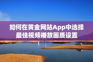 如何在黄金网站App中选择最佳视频播放画质设置