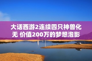 大话西游2连续四只神兽化无 价值200万的梦想泡影