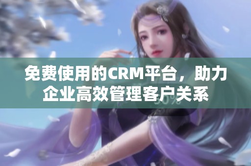 免费使用的CRM平台，助力企业高效管理客户关系