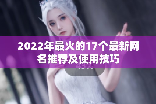 2022年最火的17个最新网名推荐及使用技巧